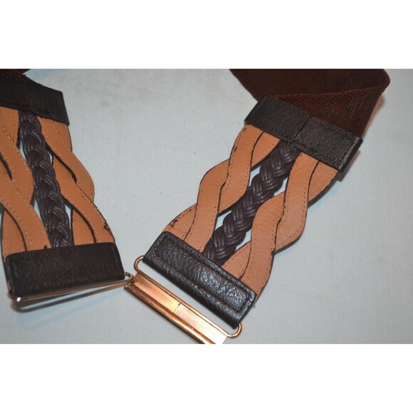 Vintage Belt Brown & Metal Stretch Cinch Hipster - Picture 2 of 4